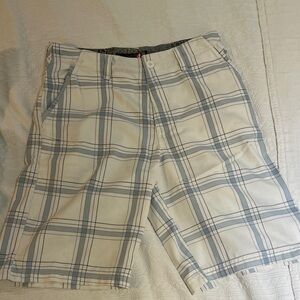 Quiksilver White and Blue Plaid Shorts